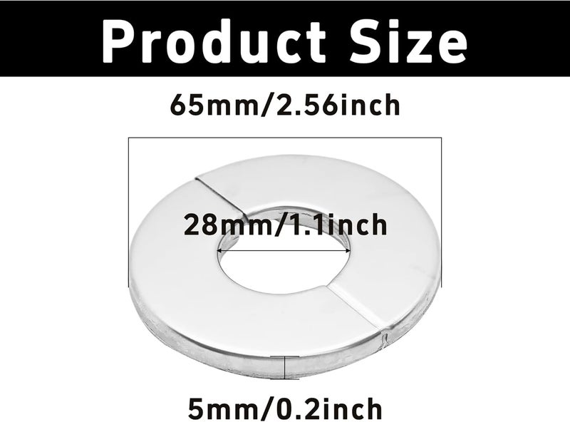 bociloy 2 قطع 1"/25 مم فلانج حائط من الفولاذ المقاوم للصدأ 304، غطاء لوحة دائرية لأنبوب، طوق أنبوب ماء ذاتي اللصق للمطبخ والحمام وغرفة الغسيل، حلقة تزيينية للسباكة - Image 2